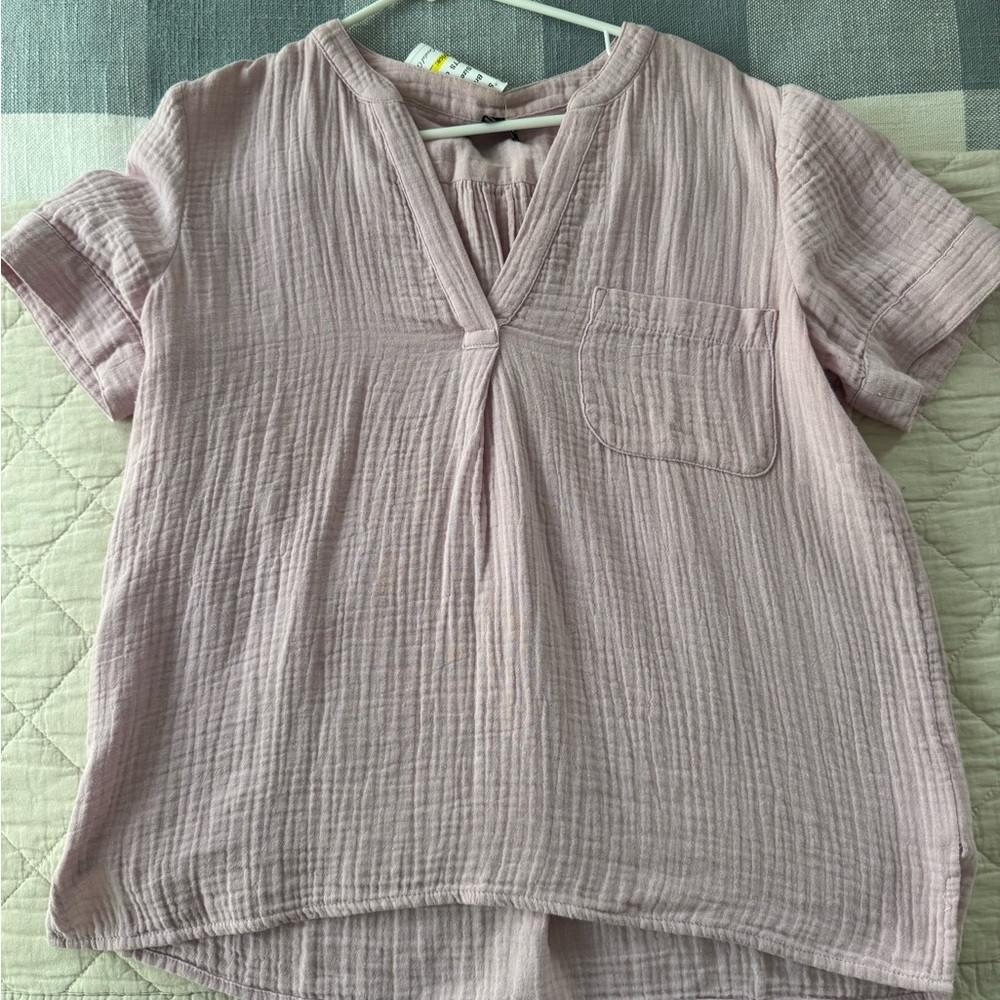 J. Crew Light Purple Textured V-Neck Blouse